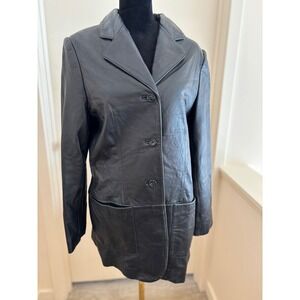 Valerie Stevens Black Lambskin Leather Blazer Jacket